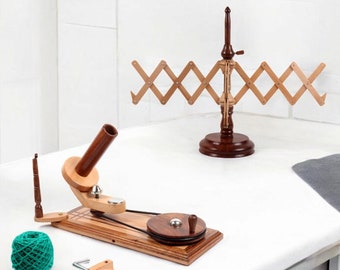 Wooden Yarn Ball Winder for Knitting and Crochet Accessories, Gift for Her, Spinning and Weaving Tools, Handmade & Multiwood