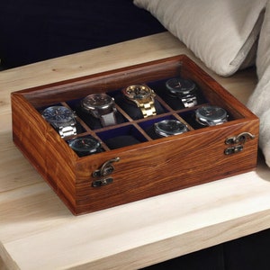Personalised Wooden Watch Box for Men, Vintage Design Storage Box, Display Case, Jewelry Box for Women, Customized Gift for Husband & Father