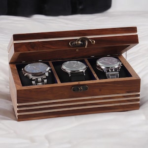Personalised Handmade Wooden Watch Box for Men, Display & Storage Case for Timepiece, Jewelry Box for Women, Vintage Watch Box, Gift for Him
