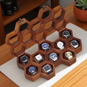 Wooden Watch Box for Men & Women, Wrist Watch Holder, Jewelry Storage Case, Timepiece Organizer, Gift for Boyfriend-Vintage Wood Storage Box