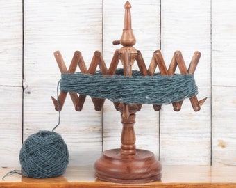 Wooden Tabletop Yarn Swift, Knitting and Crochet Accessories, Weaving and Spinning Tools, Beechwood, Multi Wood & Antique Wood Crafted