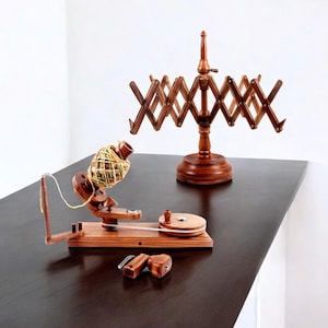 Wooden Yarn Winder & Tabletop Swift for Knitting and Crochet Accessories, Wooden Yarn Ball Winder, Gift for Her, Spinning and Weaving Tools