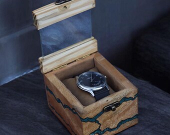 Caja de reloj de madera vintage personalizada para hombre, vitrina, organizador de relojes, regalo para marido, joyero para mujer.