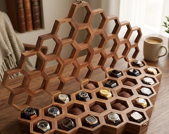 Caja de madera para relojes de hombre, organizador de 1 a 24 ranuras, con tapa de cristal, para guardar relojes, regalo para esposo o padrino.