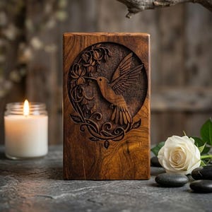 wooden cremation urn for human and pet ashes