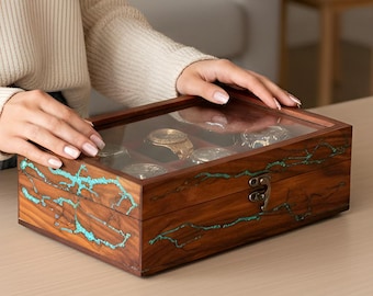 Caja de madera para relojes de hombre, vitrina y organizador de relojes personalizado, caja vintage hecha a mano con 3 compartimentos, regalo personalizado.