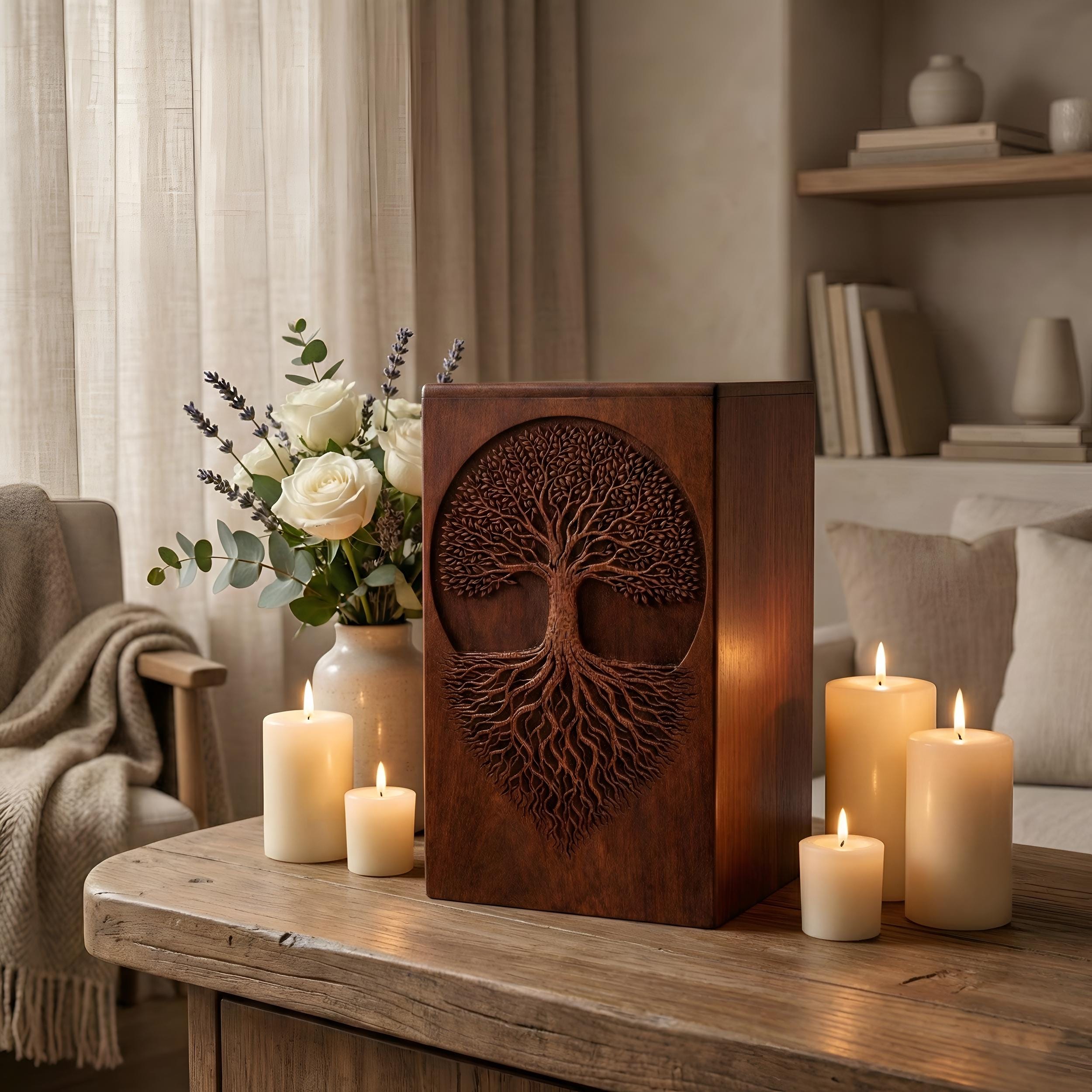 Tree of Life Wooden Cremation Urn for Human or Pet Ashes | Personalized ...