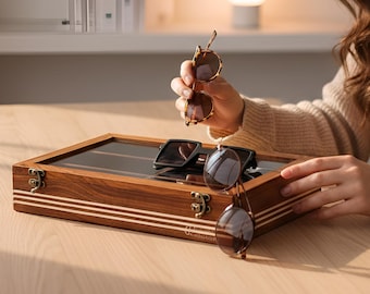 Wooden Box for Sunglasses | Custom Goggle Case | Wood Box for Sunglass Storage | Wooden Box for Eyeglasses & Shades | Engraved Glasses Case
