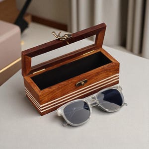 Wooden Box for Sunglasses | Custom Goggle Case | Wood Box for Sunglass Storage | Wooden Box for Eyeglasses & Shades | Engraved Glasses Case