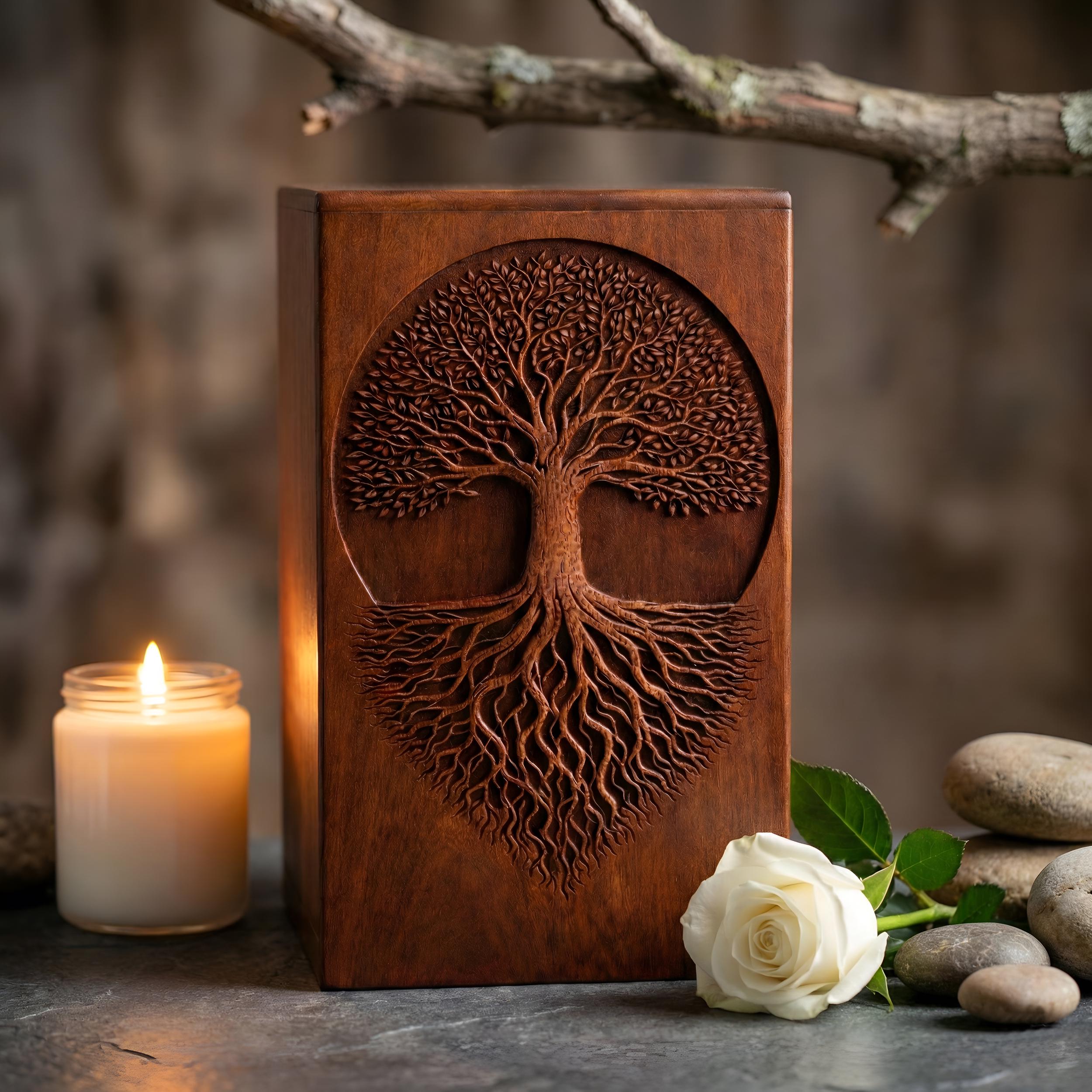 Tree of Life Wooden Cremation Urn for Human or Pet Ashes | Personalized ...