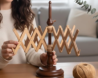 Devanadora de hilo de madera para mesa, accesorios para tejer y crochet, herramientas para tejer e hilar, madera de haya, madera multiusos y madera antigua.