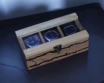 Caja de reloj de madera vintage personalizada para hombre, vitrina, organizador de relojes, regalo para marido, joyero para mujer.