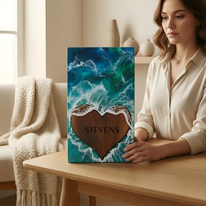 customised wooden cremation urn with heart shape