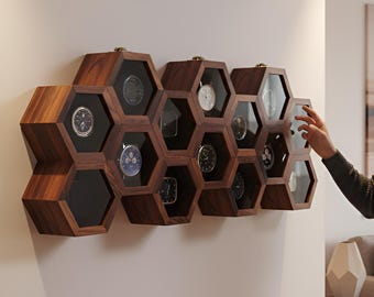 Wall Mounted Wooden Watch Box for Men and Women, Jewelry Case, Storage Box, Watch Organizer, Anniversary & Birthday Gift - Rosewood Crafted