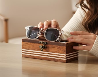 Wooden Box for Sunglasses | Custom Goggle Case | Wood Box for Sunglass Storage | Wooden Box for Eyeglasses & Shades | Engraved Glasses Case