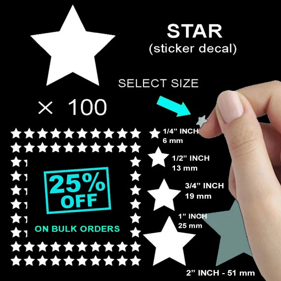 Silver Star Stickers 3/4 Inch