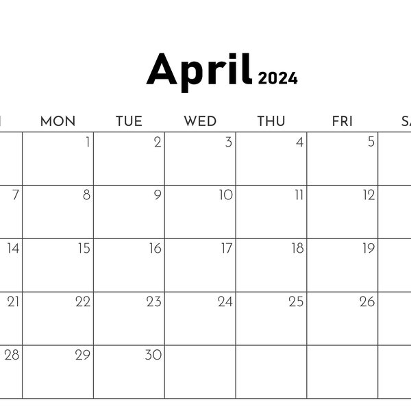 APRIL 2024 calendar PDF printout, mois d avril 2024, calendrier 2024 aprel, avril 2024, april pdf, 1 month printable calendar Pdf download