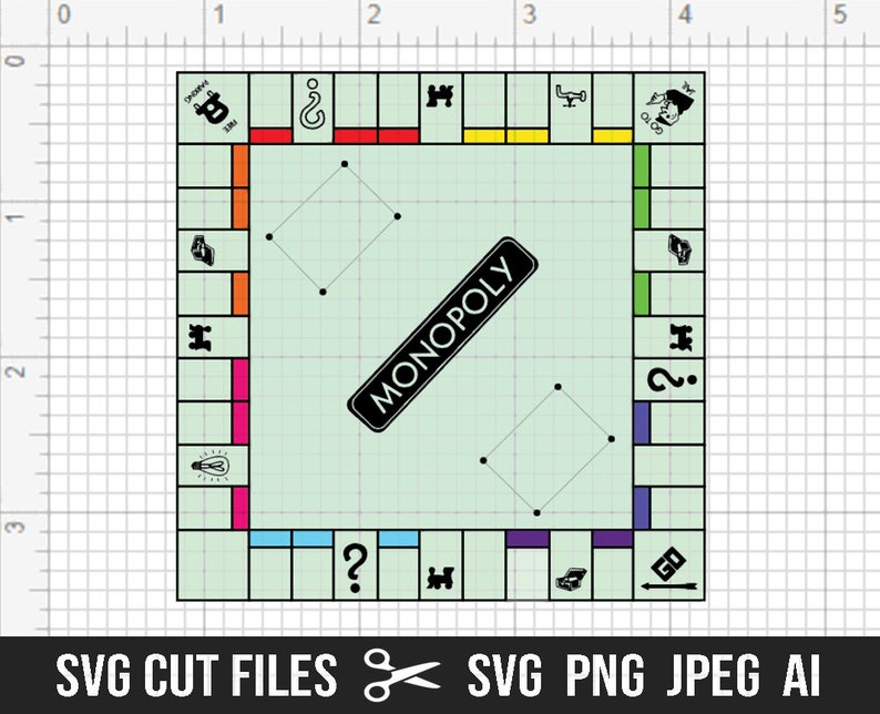 Blank Monopoly Board in SVG Format, Contains Svg Train Icons, Community