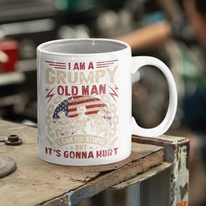 Grandpa Mug, Grumpy Old Grandpa Can Fix Stupid Mug, Gift For Him, Gift For Dad, Fathers Day Gift, Grandpa Mug, Funny Coffee Mug