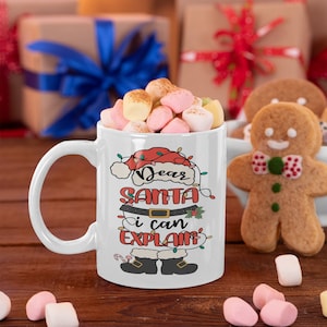 Tazza di Natale, Tazza di Babbo Natale che posso spiegare, Regalo di Natale, Divertente regalo di Natale, Tazza da caffè, Tazza regalo di Buon Natale per papà, Elenco dei cattivi