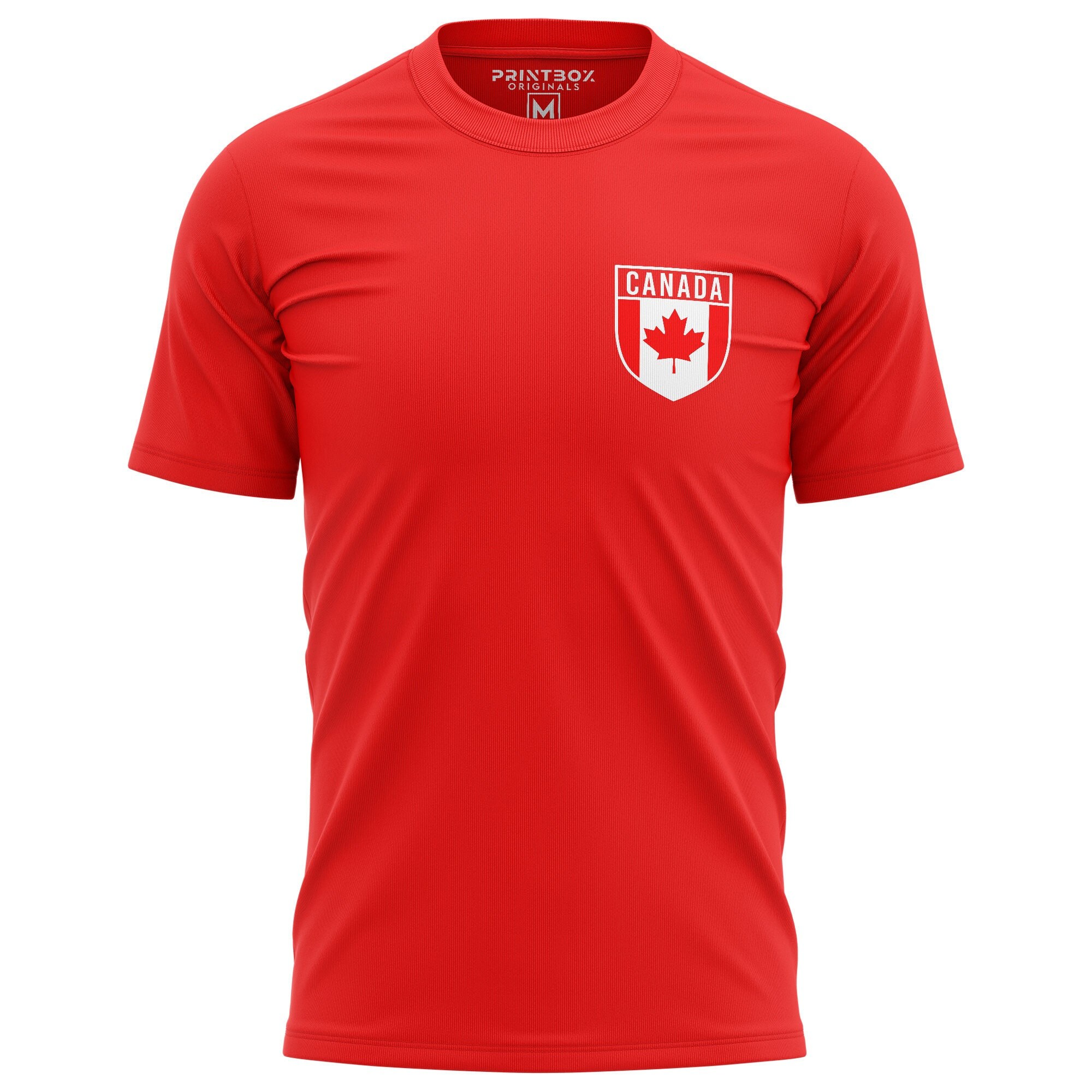 Sports Canada Soccer T-Shirt Jersey Style Short Sleeve Athletic Country National Football Team Graphic Active Tee Top ,s