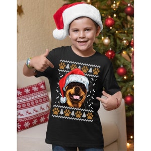 Rottweiler T Shirt, Dog T shirt, Kids Christmas T Shirt, Rottweiler Outfit, Dog Gift, Dog Christmas Shirt, Christmas T Shirt Rottweiler Gift