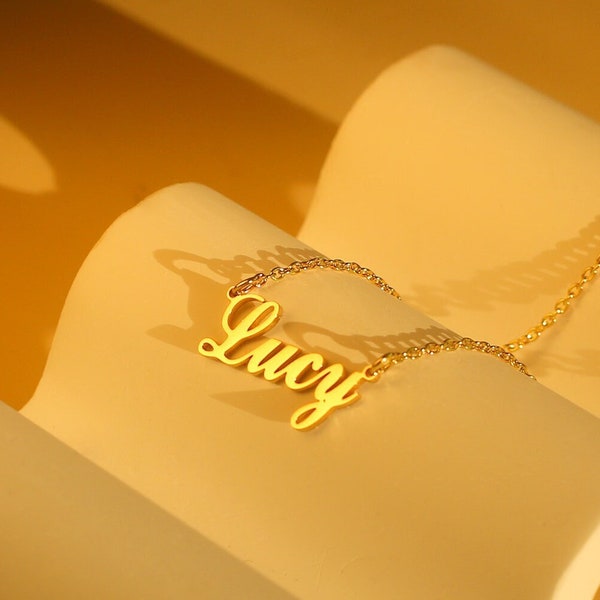 18k Gold Name Necklace, Personalized Name Necklace, Custom Cursive Name Necklace, Minimalist Necklace, Mother Day Gift, Anniversary Gift