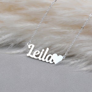 Heart Name Necklace, Name Necklace for Little Girls, Children's Name Necklace, Personalized Name Necklace for Women, Mothers Day Gifts