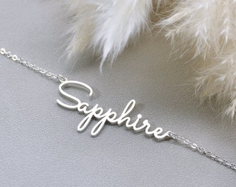 Collar con nombre chapado en oro de 18k personalizado, collar con nombre minimalista personalizado, collar con nombre de plata de ley, regalo de cumpleaños, regalos de Navidad