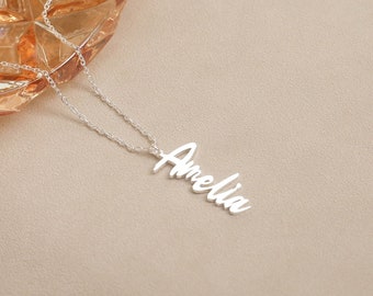 Custom Vertical Name Necklace, Personalized Dainty Name Necklace, Gold Name Jewelry, Name Necklace for Kids, Birthday Gifts, Gift for Her