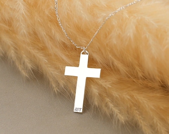 Collier de croix personnalisé, collier de croix avec nom, collier pendentif croix gravée, bijoux chrétiens/Jérusalem, cadeau personnalisé pour lui/elle