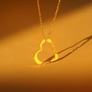 Heart Name Necklace, Personalized Name Pendant, Minimalist Name Necklace, Name Jewelry, New Mom Gift, Gift for Best Friend, Valentines Gifts