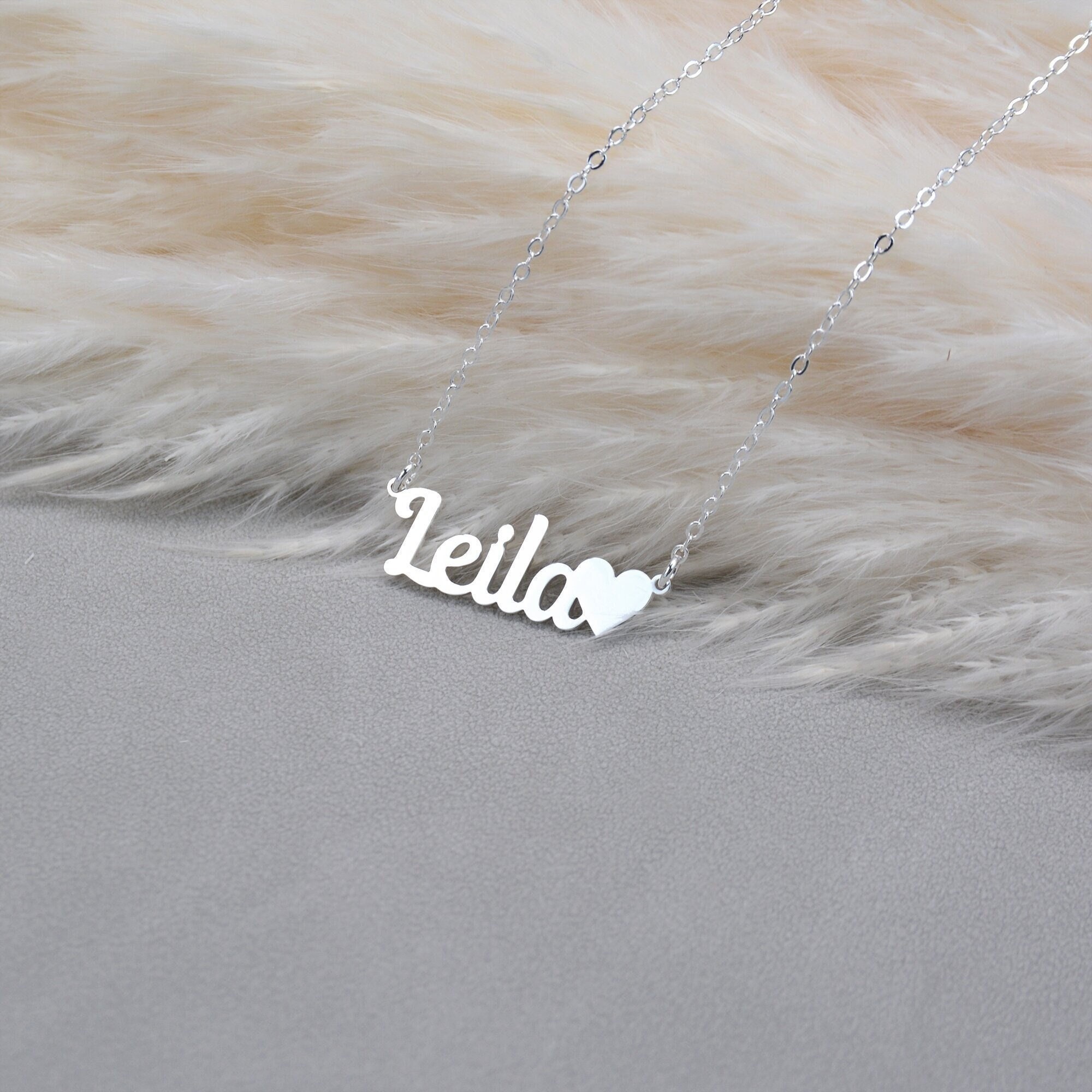 Heart Name Necklace, Name Necklace for Little Girls, Children's Name Necklace, Name Necklace for Women, Personalized Mothers Day Gifts