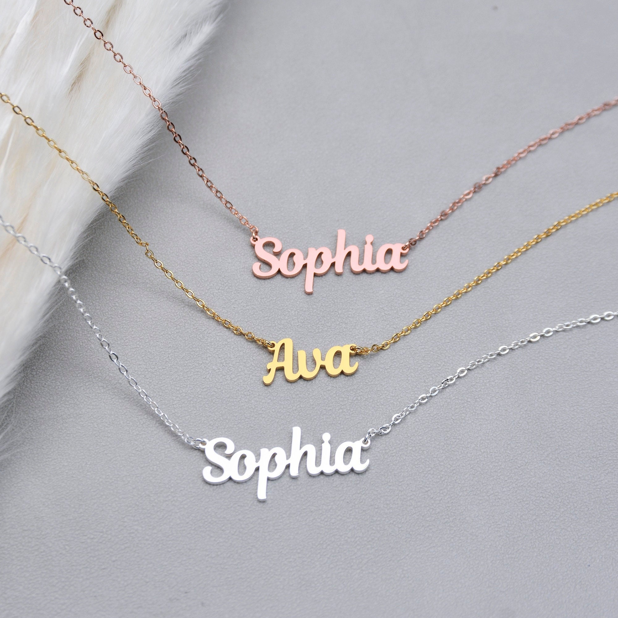 Collier avec nom personnalisé en argent, collier avec nom pour enfants, collier avec nom personnalisé, collier avec nom délicat, bijoux minimalistes, cadeau pour la fête des mères