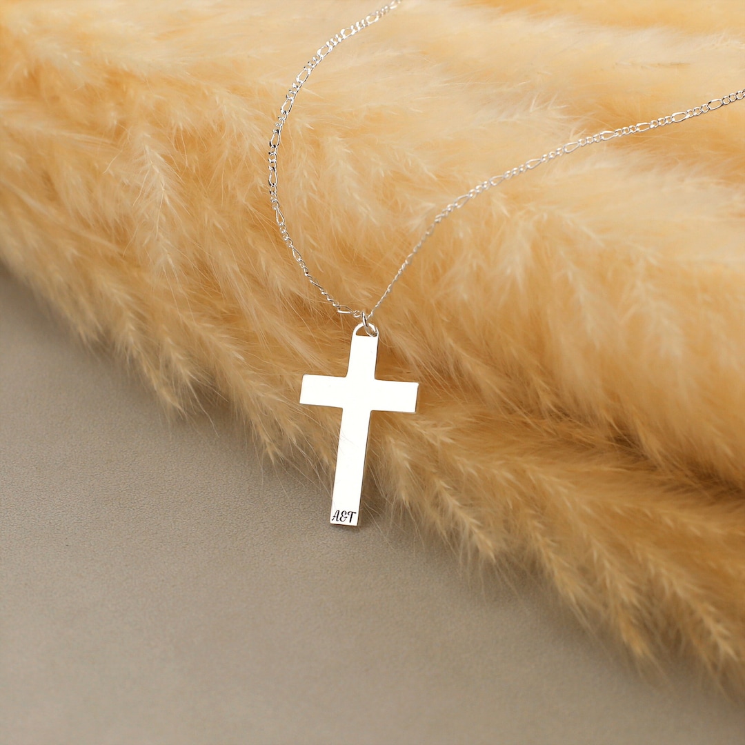 Custom Cross Necklace, Cross Necklace With Name, Engraved Cross Pendant