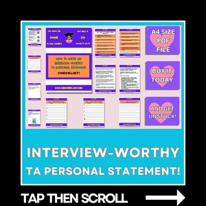 TA Personal Statement Checklist - Primary or Secondary School - TA In Control Printable Sheets