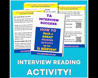 TA Interview Reading Activity Guide: Printable Sheets (PDF)