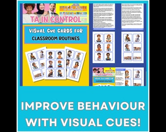 Visual Cue Cards For Classroom Routines - Primary or Secondary School - Teaching Assistant - Printable Guides