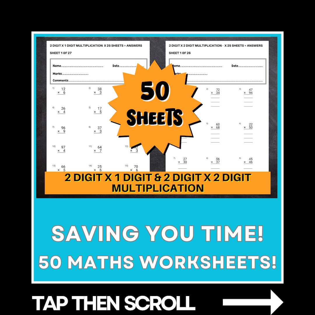 2x1 Digit and 2x2 Digit Multiplication Multiplication Worksheets Primary School TA in