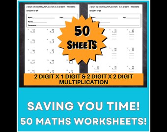 Multiplication Worksheets: 2x1 & 2x2 Digit Problems (PDF Download)