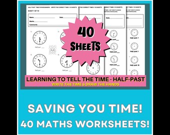 Half-Past Time - Telling Time Worksheets - Primary School - TA In Control Printables
