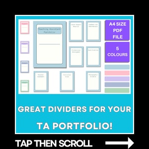 Teaching Assistant Portfolio Dividers x 5 Colours - Primary or Secondary School - TA In Control Printable Sheets
