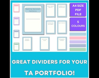 Teaching Assistant Portfolio Dividers: TA In Control Printable Sheets (PDF)