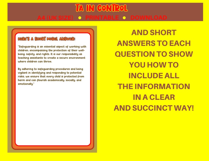 Safeguarding Questions Safeguarding Checklist & Interview Questions for Teaching Assistants ...