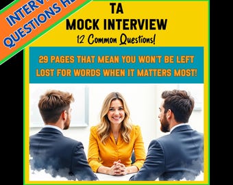 Teaching Assistant Mock Interview - 12 Common Questions - Primary School - Teaching Support Assistants - Printable Guides