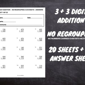 1, 2 and 3 Digit Addition No Regrouping - Adding Worksheets for Kids ...