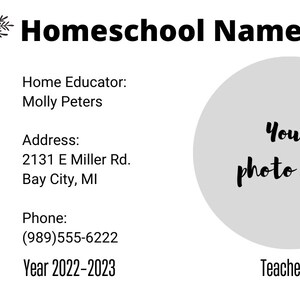 Homeschool Teacher Student ID Template Digital Download Edit - Etsy