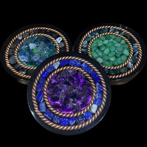 Crystal orgonite water charging plates with tensor rings
