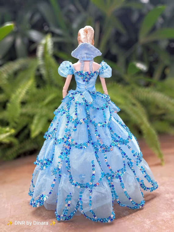 Glinda "wicked" Inspired Doll Gown: Blue Beaded Dress, Fits Barbie, FR,  Poppy Parker - Etsy