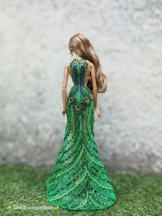 dress design doll Beaded Peacock Doll Dress: Fashion Royalty, Nu Face, Poppy Parker Barbie
